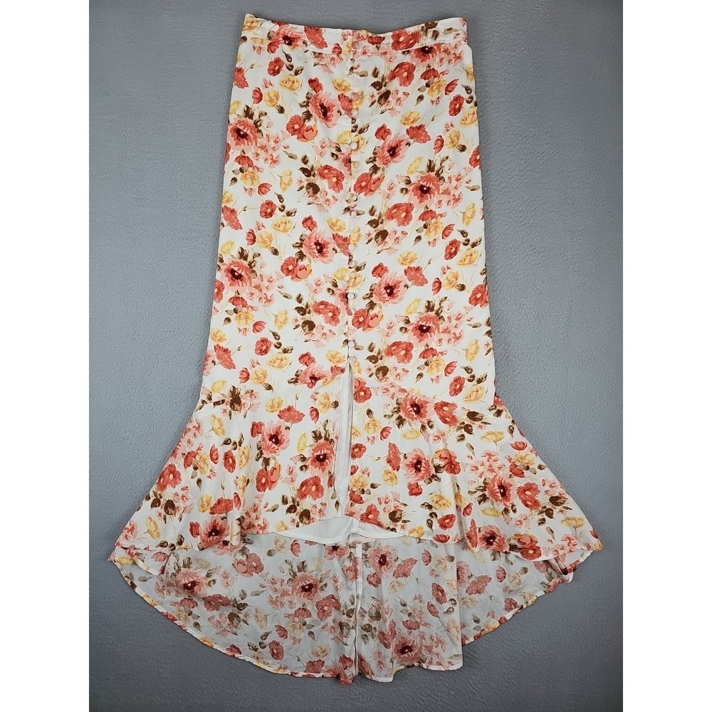 Abercrombie & Fitch Hi-Low Lined Skirt Women's XS Floral‎ Midi Cottagecore BOHO